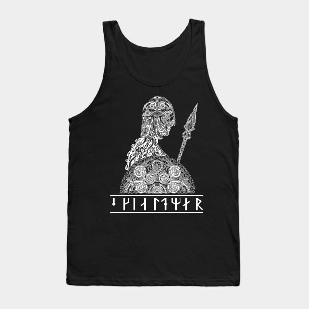 Shieldmaiden (Skjaldmaer) Spear - White Tank Top by Art of Arklin